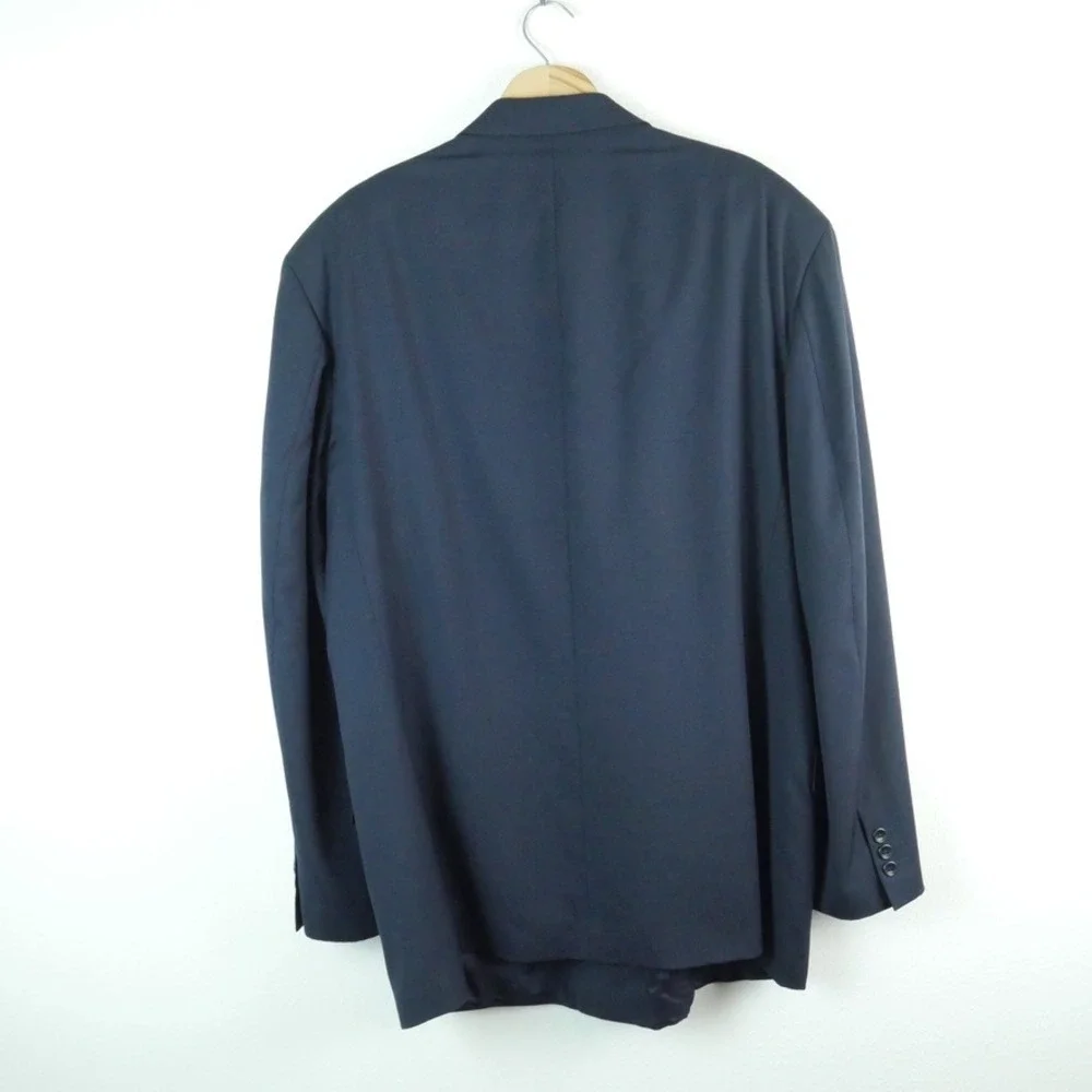 Hugo Boss Navy Blue Double Breasted Wool Blazer Jacket 44R Vintage Oversized 90s